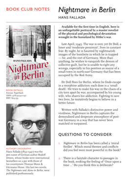 Nightmare in Berlin HANS FALLADA