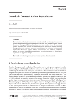 Genetics in Domestic Animal Reproduction Genetics in Domestic Animal Reproduction