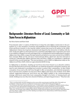 Literature Review of Local, Community Or Sub- State Forces in Afghanistan