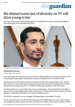 Riz Ahmed Warns Lack of Diversity on TV Will Drive Young to Isis | Culture | the Guardian