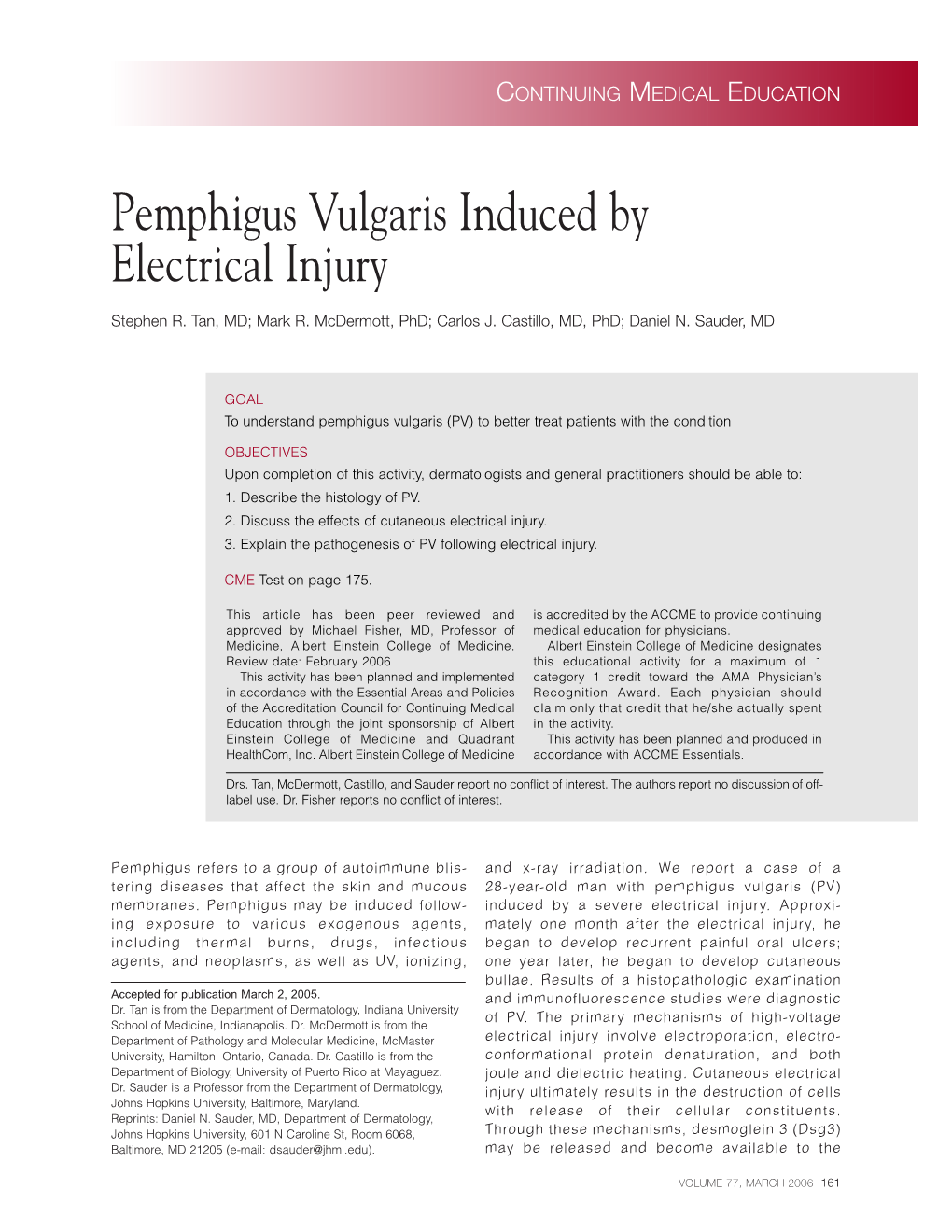 Pemphigus Vulgaris Induced by Electrical Injury