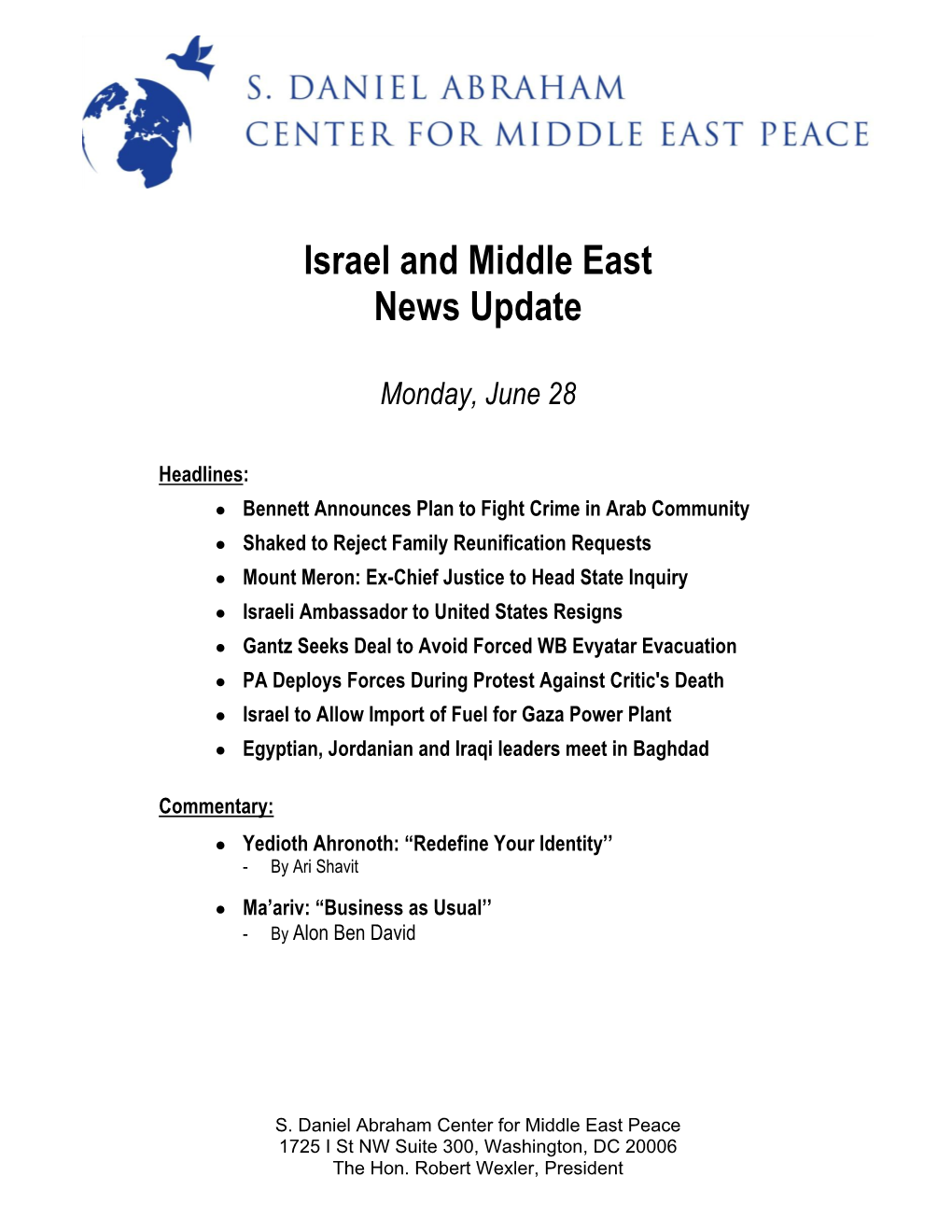 Israel and Middle East News Update