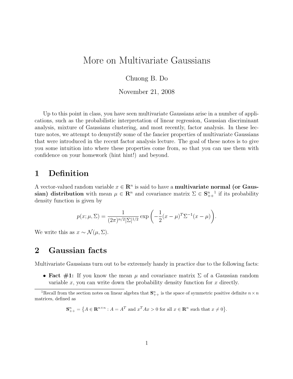 More on Multivariate Gaussians