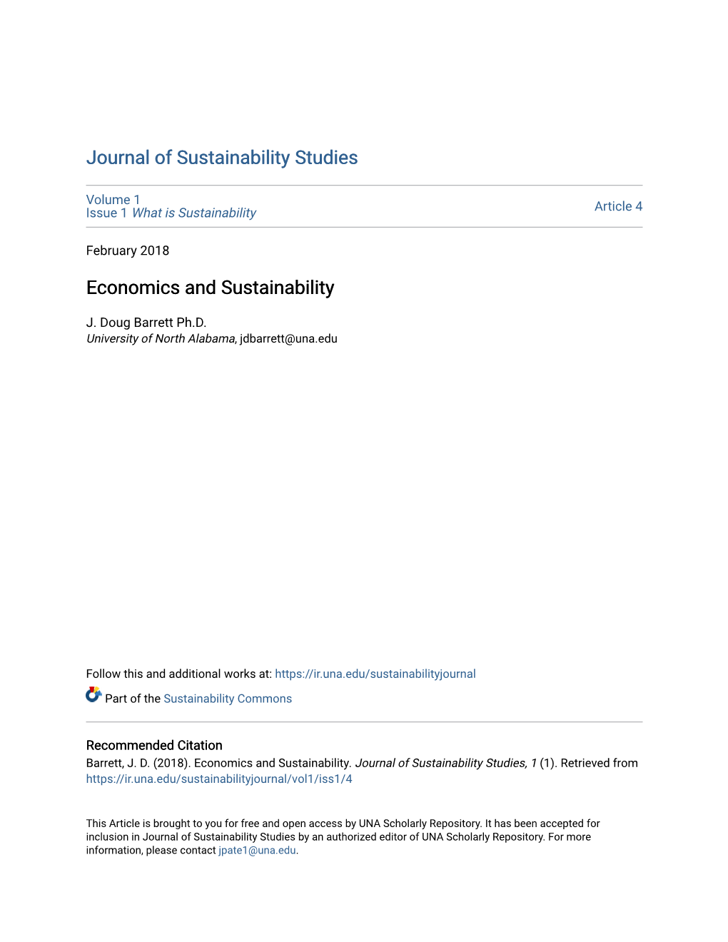 Economics and Sustainability