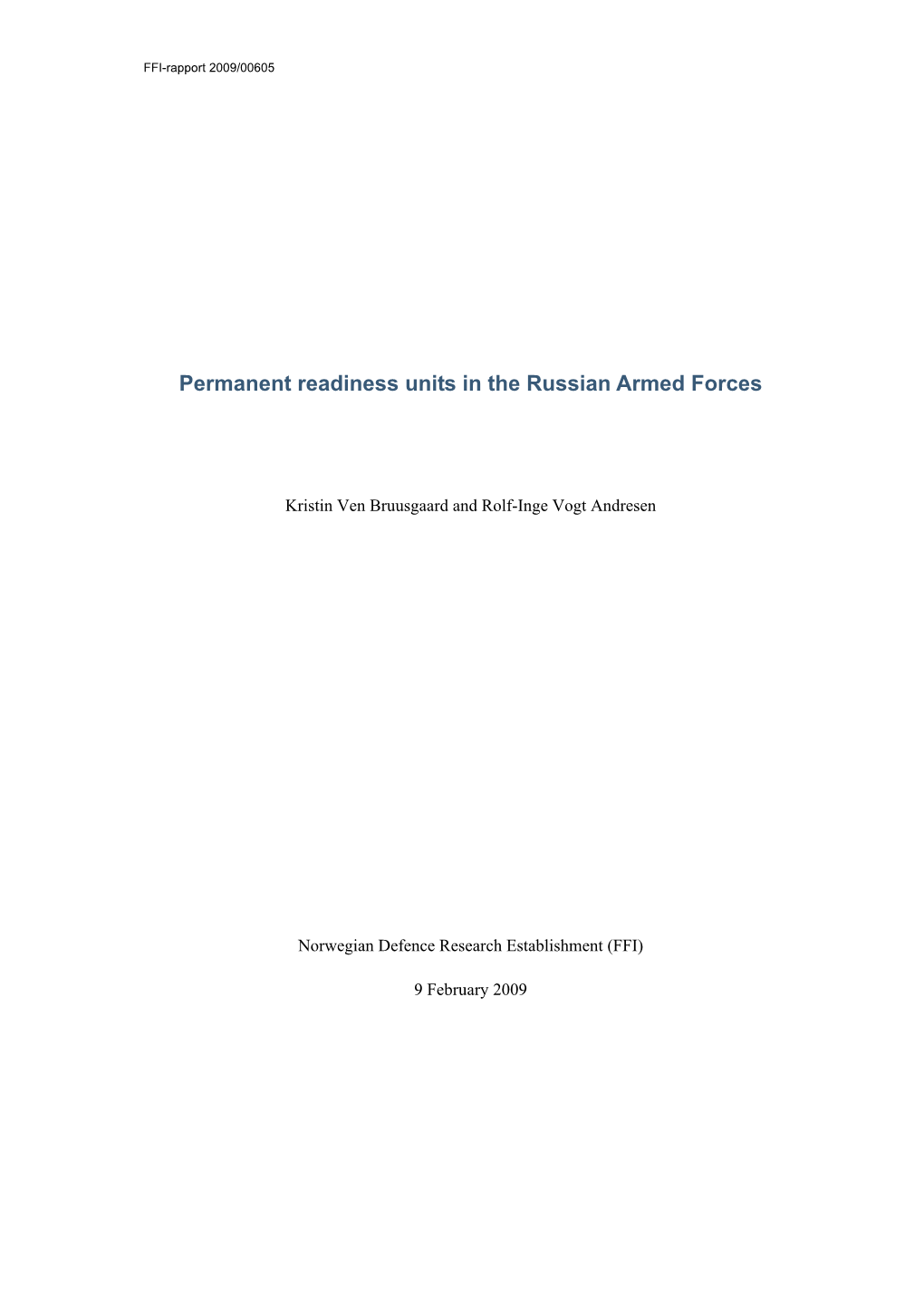 Permanent Readiness Units in the Russian Armed Forces