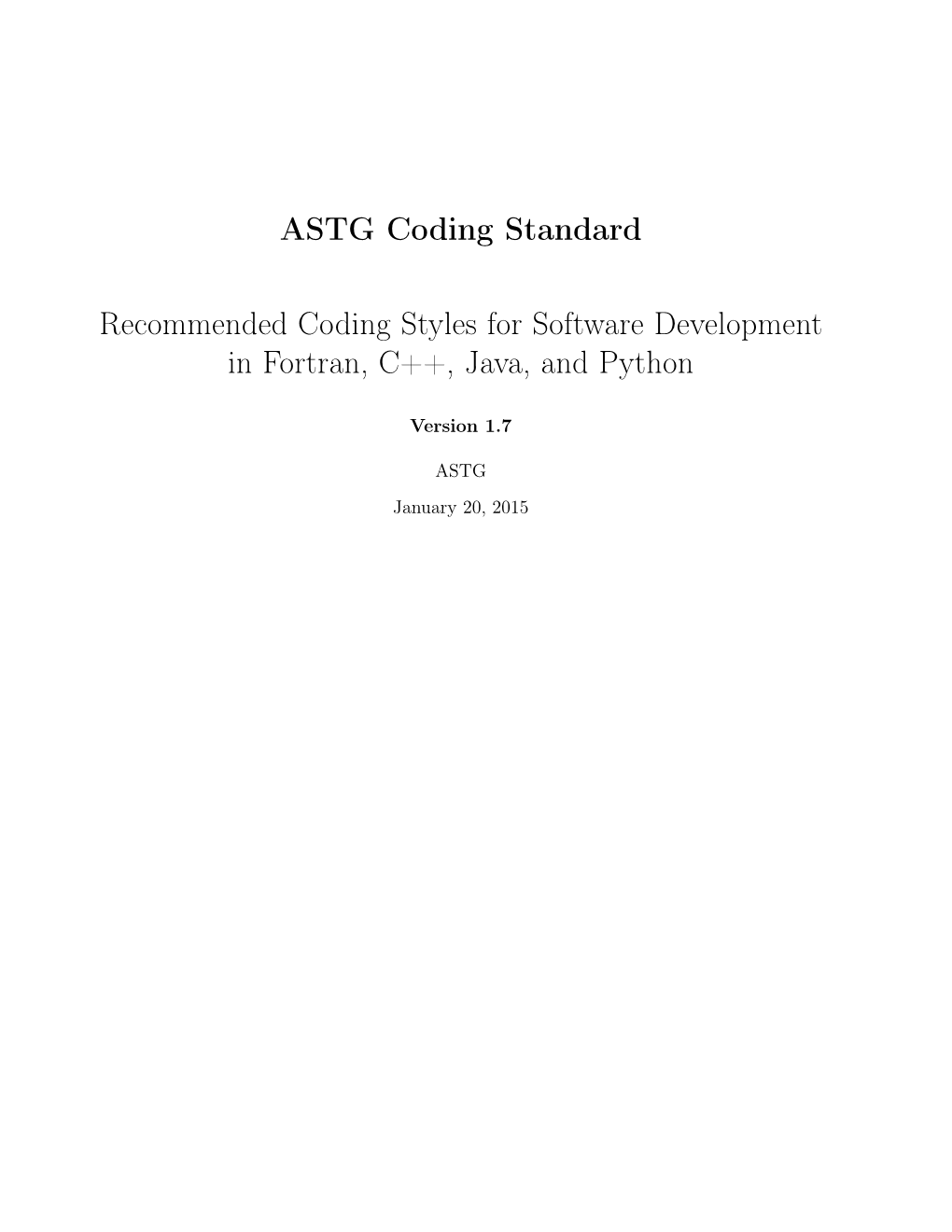 ASTG Coding Standard Recommended Coding Styles For