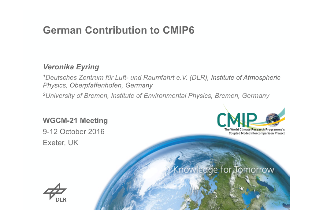 German Contribution to CMIP6