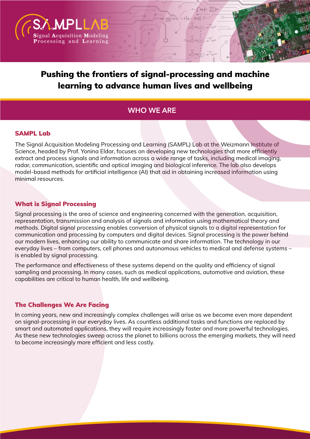 Pushing the Frontiers of Signal-Processing and Machine Learning to Advance Human Lives and Wellbeing