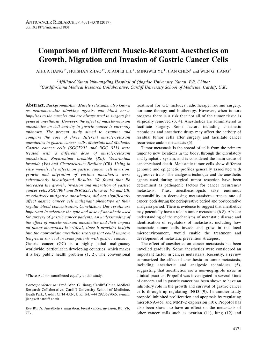 Comparison of Different Muscle-Relaxant Anesthetics On