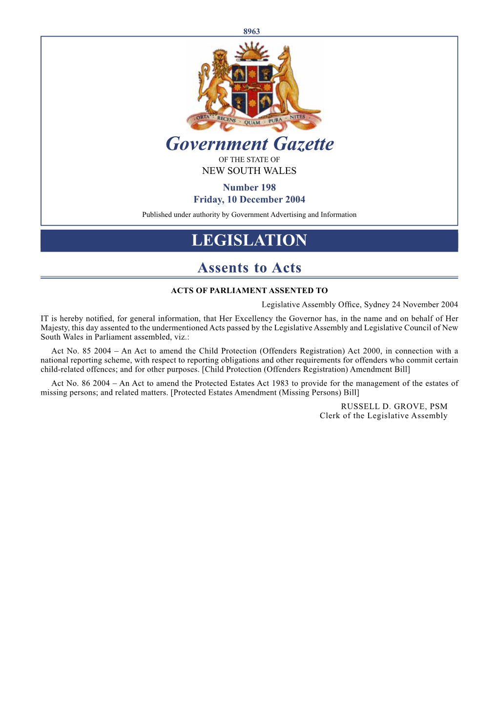 Gazette No 198 of 10 December 2004