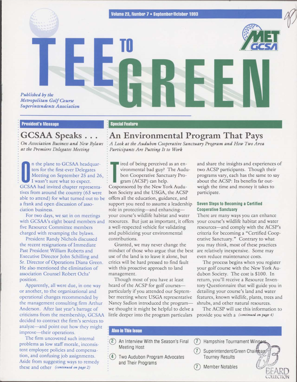 An Environmental Program That Pays GCSAA Speaks