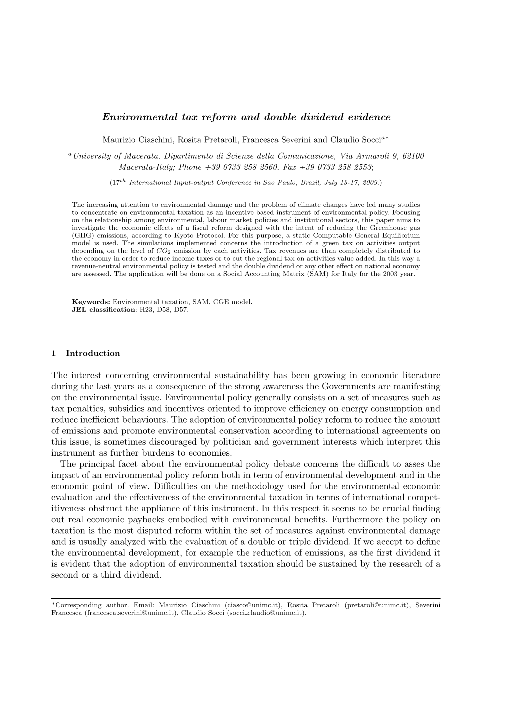 Environmental Tax Reform and Double Dividend Evidence