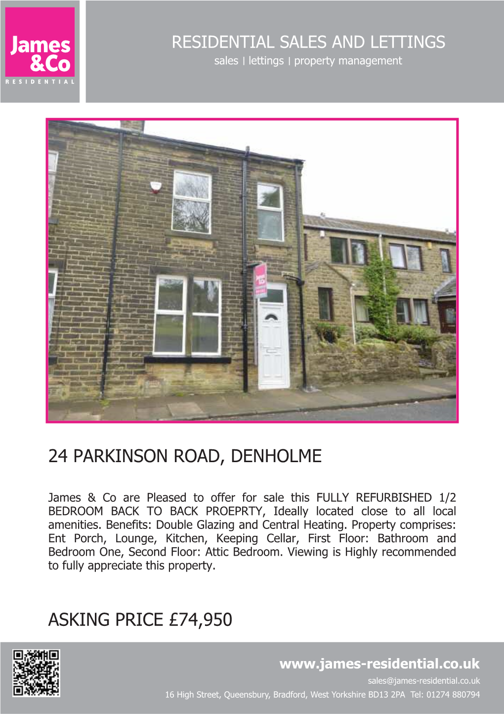 24 Parkinson Road, Denholme Asking Price £74,950