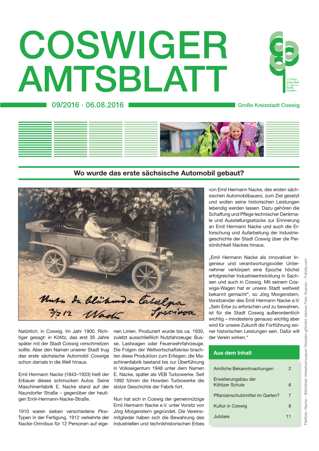 AMTSBLATT 09/2016 · 06.08.2016 Große Kreisstadt Coswig