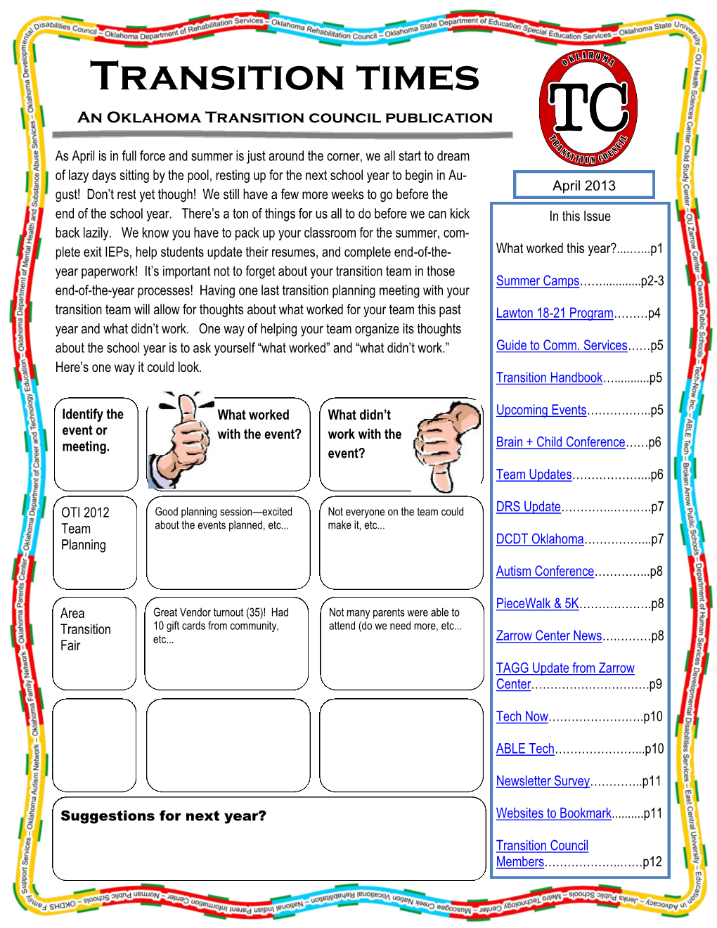 Transition Times an Oklahoma Transition Council Publication