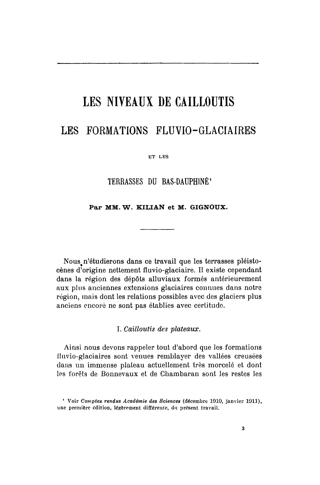 Les Niveaux De Cailloutis