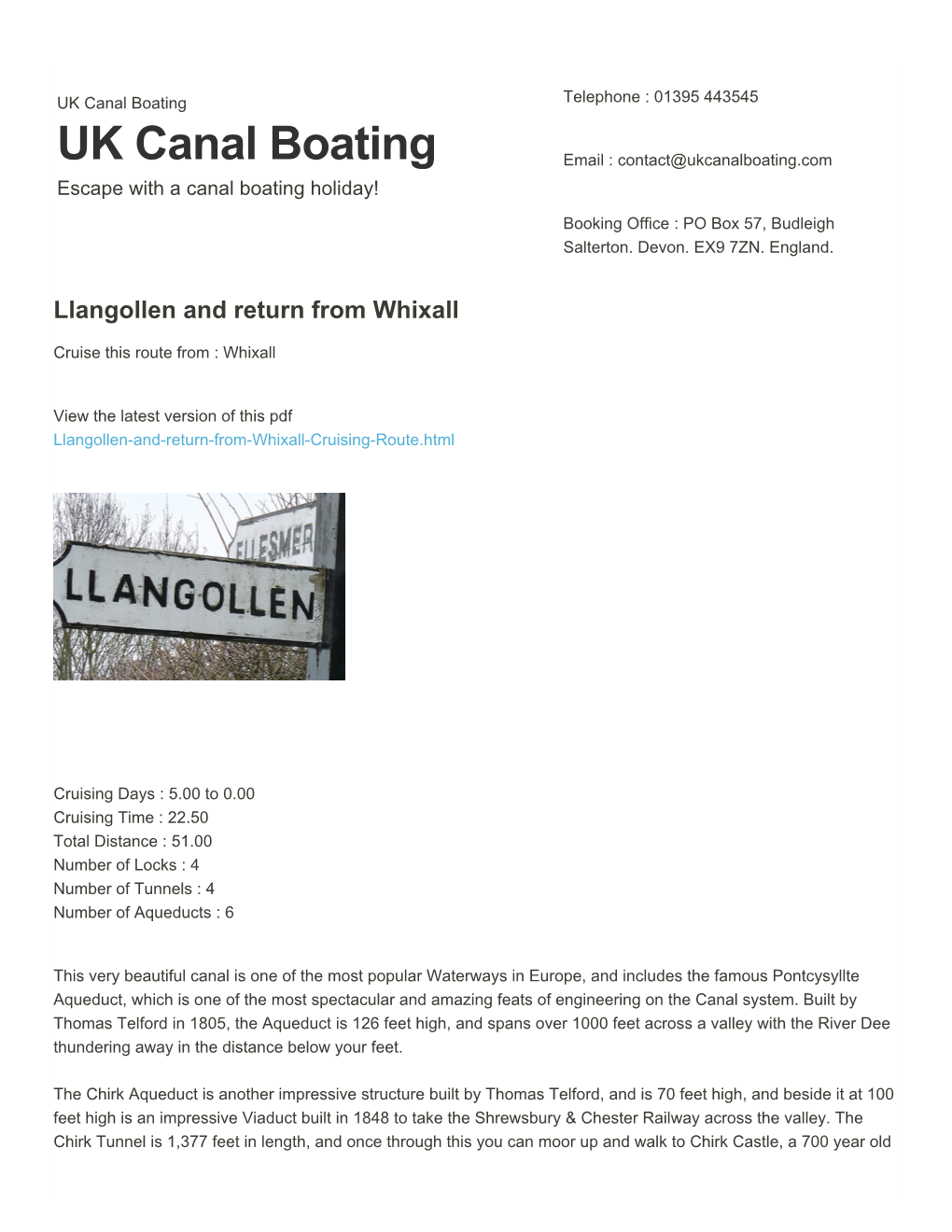 Llangollen and Return from Whixall | UK Canal Boating