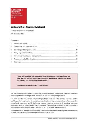 Soils and Soil-Forming Material Technical Information Note 04 /2017 30Th November 2017