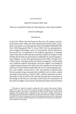 SILICON VALLEY NEW AGE the CO-CONSTITUTION of the DIGITAL and the SACRED1 Dorien Zandbergen Introduction in the Early 1990S in T
