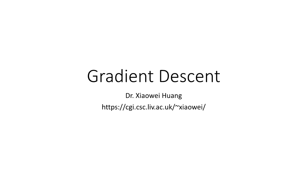 Gradient Descent Dr