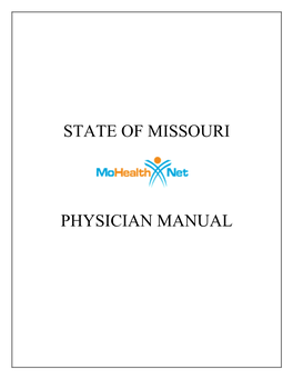 State of Missouri Physician Manual