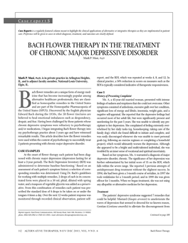 BACH FLOWER THERAPY in the TREATMENT of CHRONIC MAJOR DEPRESSIVE DISORDER Mark P