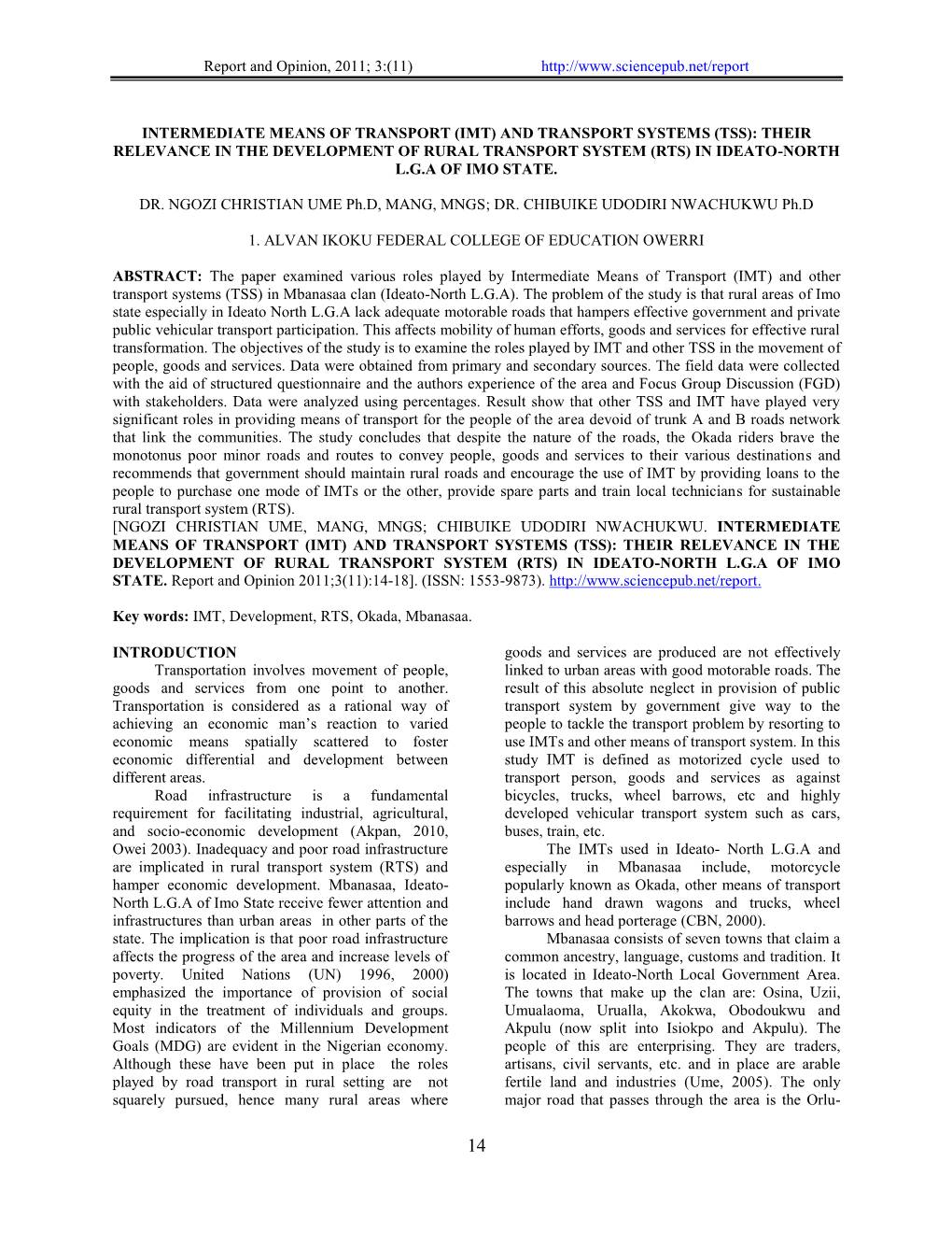 Intermediate Means of Transport (Imt) and Transport Systems (Tss): Their