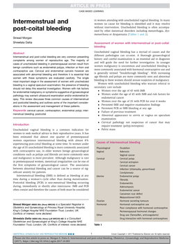 Intermenstrual and Post-Coital Bleeding