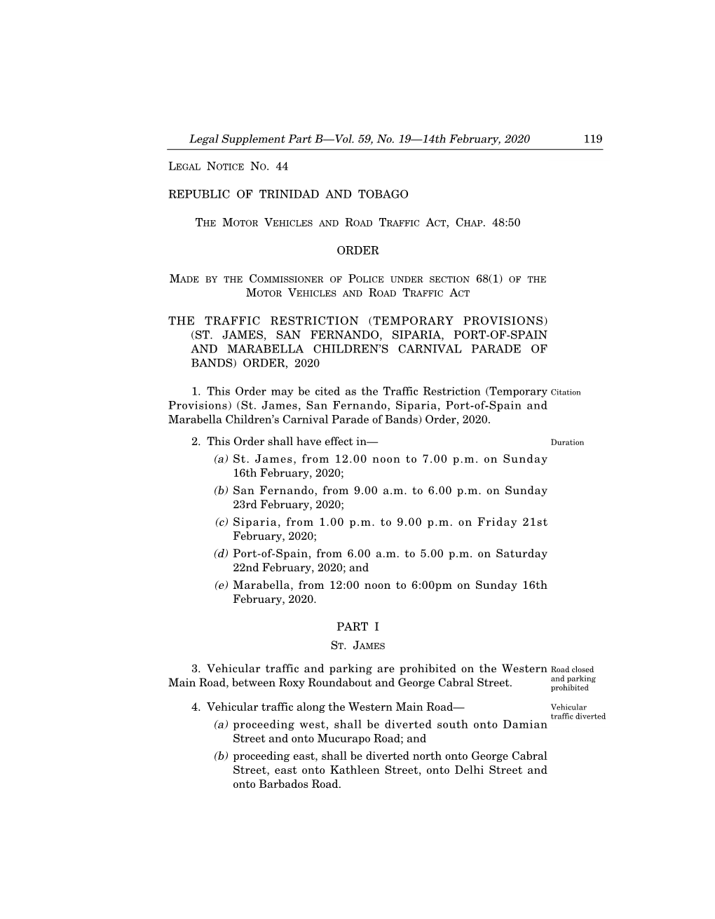 Legal Notice No. 44, Vol. 59, No. 19, 14Th February, 2020