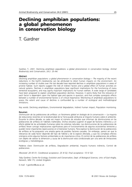 Declining Amphibian Populations: a Global Phenomenon in Conservation Biology