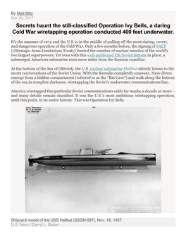 Secrets Haunt the Still-Classified Operation Ivy Bells, a Daring Cold War Wiretapping Operation Conducted 400 Feet Underwater