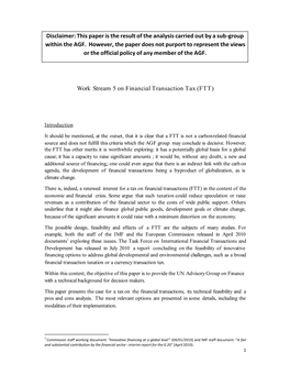 Financial Transaction Tax (FTT)