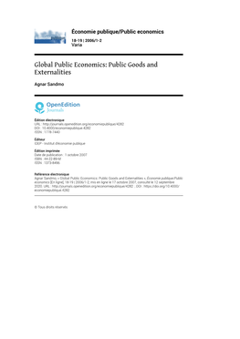 Public Goods and Externalities