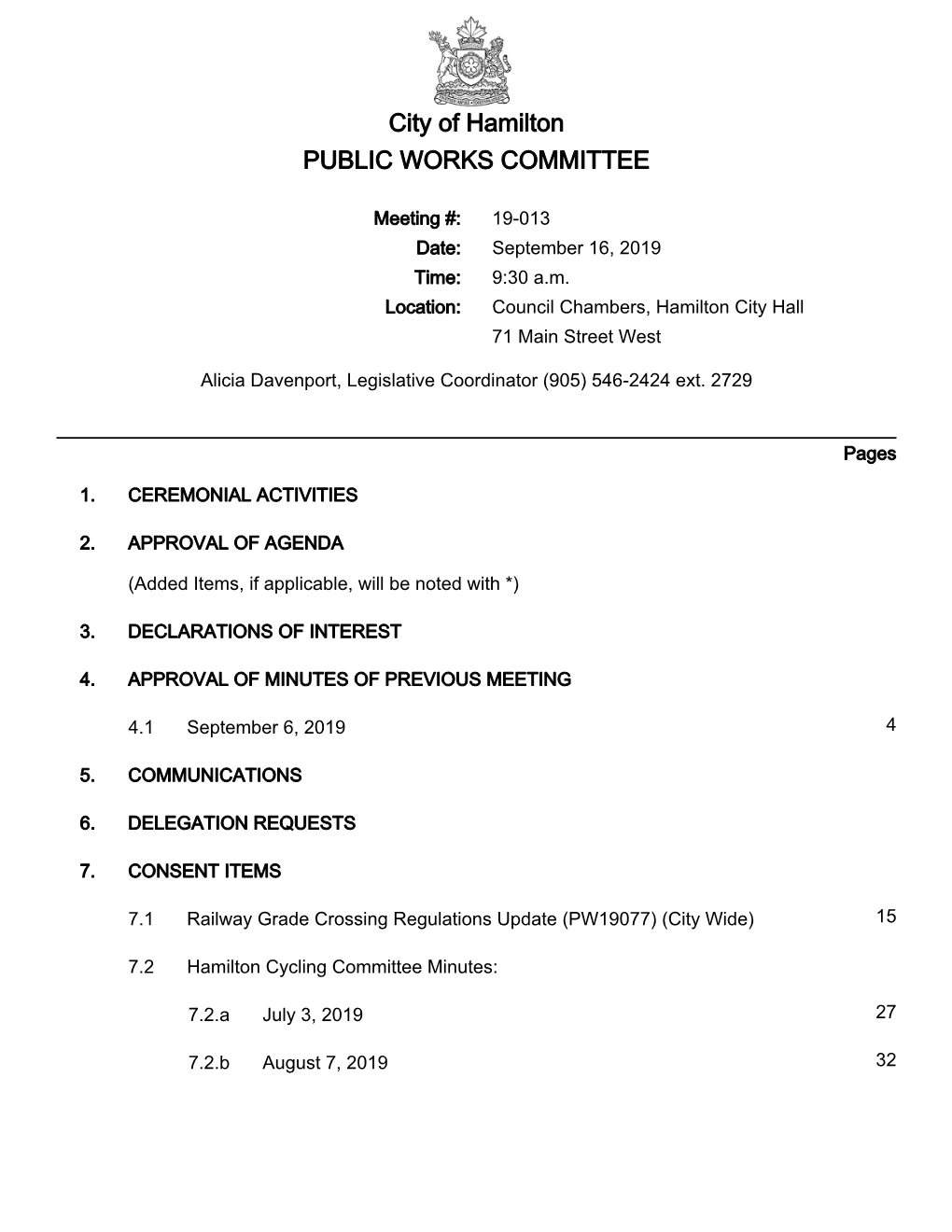 Public Works Committee Agenda Package