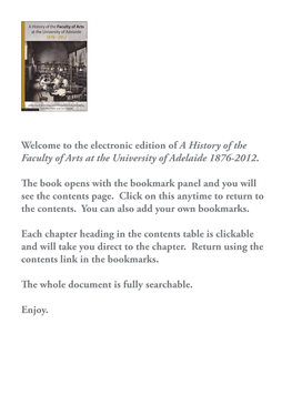 A History of the Faculty of Arts at the University of Adelaide 1876-2012