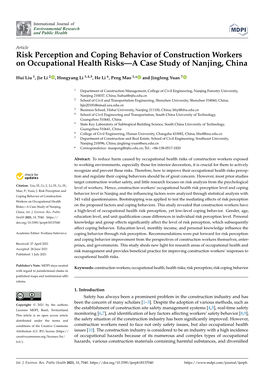 Risk Perception and Coping Behavior of Construction Workers on Occupational Health Risks—A Case Study of Nanjing, China