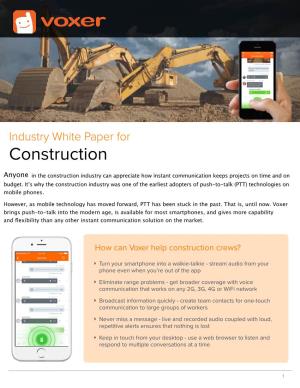 Industry White Paper for Construction