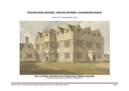 Stockton House, Wiltshire : Heritage Statement – Documentary Sources
