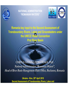 “Romanian Waters”, Head of River Basin Management Plans Office, Bucharest, Romania