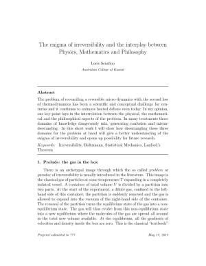 The Enigma of Irreversibility and the Interplay Between Physics, Mathematics and Philosophy