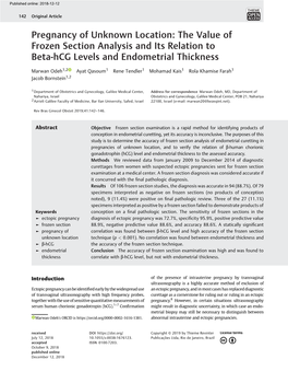 The Value of Frozen Section Analysis and Its Relation to Beta-Hcg Levels and Endometrial Thickness