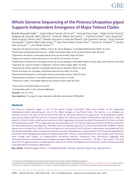 Arapaima Gigas) Supports Independent Emergence of Major Teleost Clades