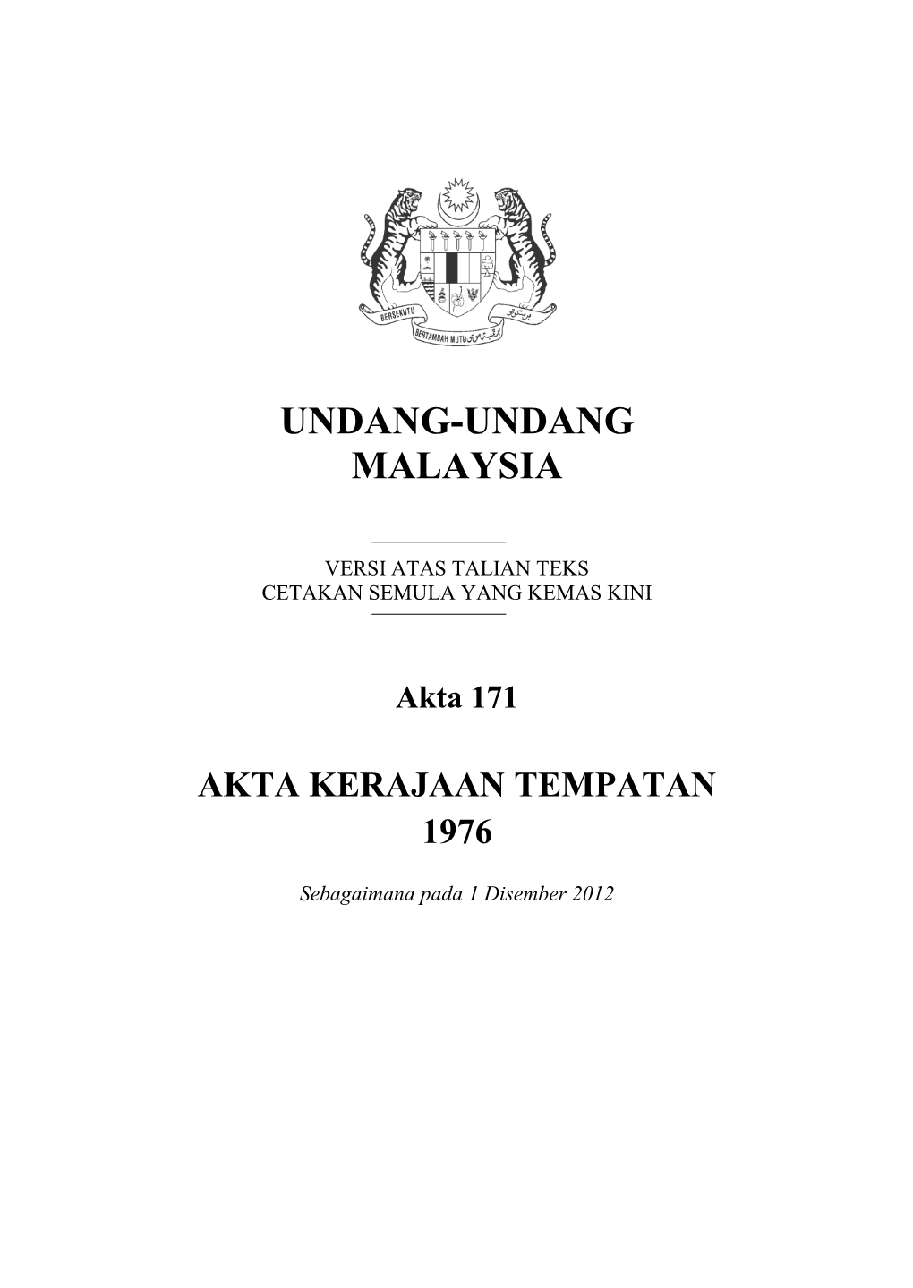 Akta Kerajaan Tempatan 1976 (Akta 171)