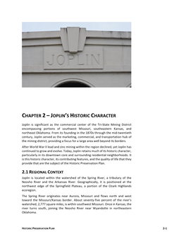 Chapter 2 – Joplin's Historic Character