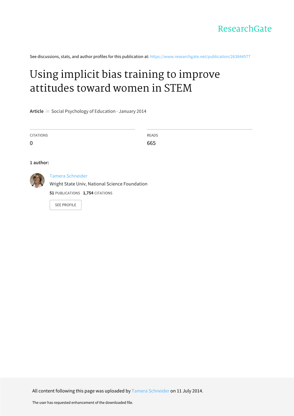 Using Implicit Bias Training to Improve Attitudes Toward Women in STEM