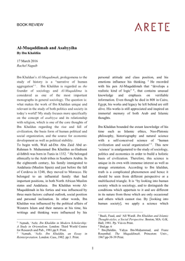 Al-Muqaddimah and Asabyyiha by Ibn Khaldûn