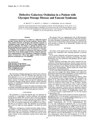 Defective Galactose Oxidation in a Patient with Glycogen Storage Disease and Fanconi Syndrome
