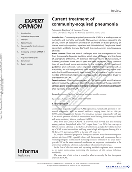 Current Treatment of Community-Acquired Pneumonia
