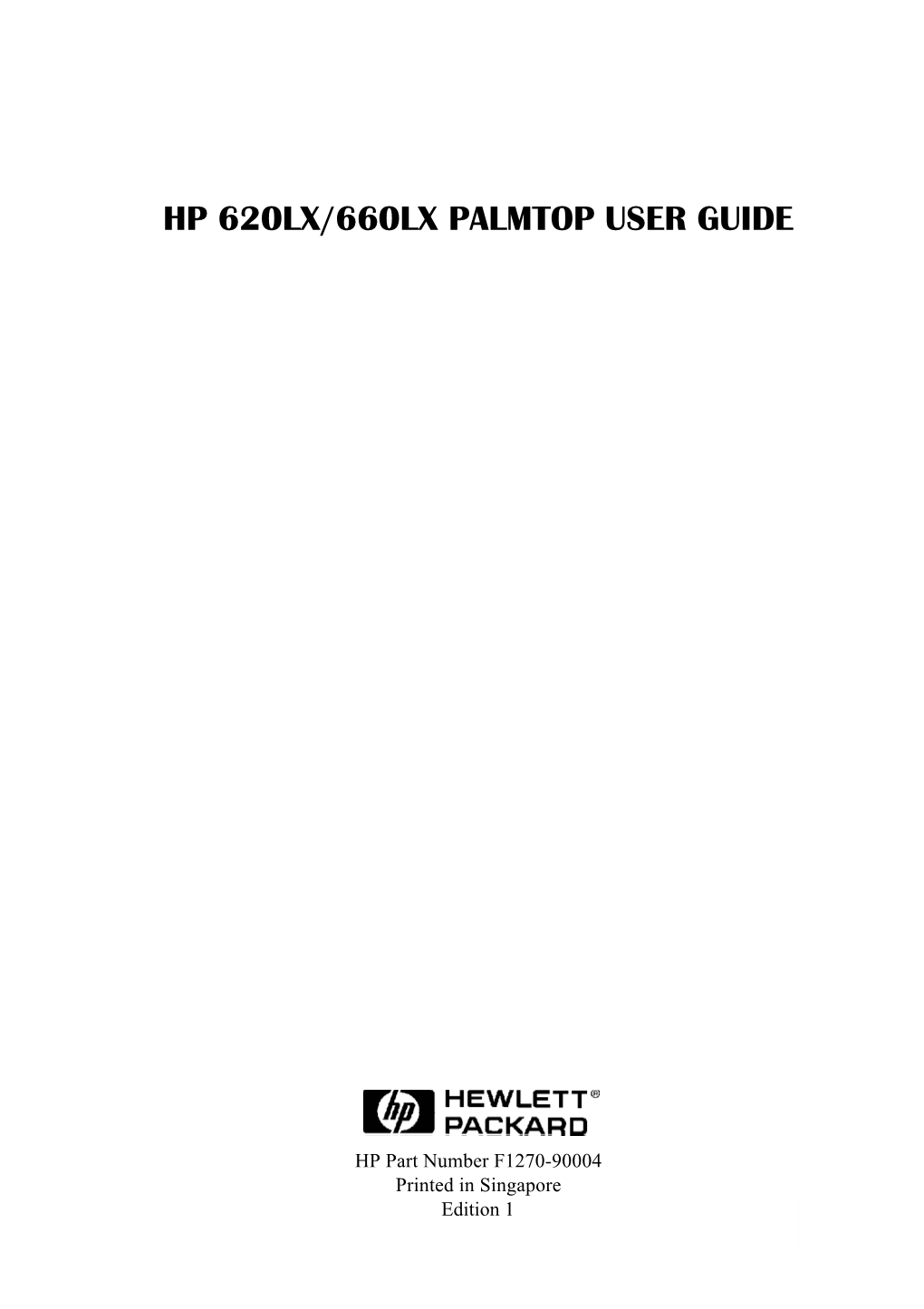 Hp 620Lx/660Lx Palmtop User Guide