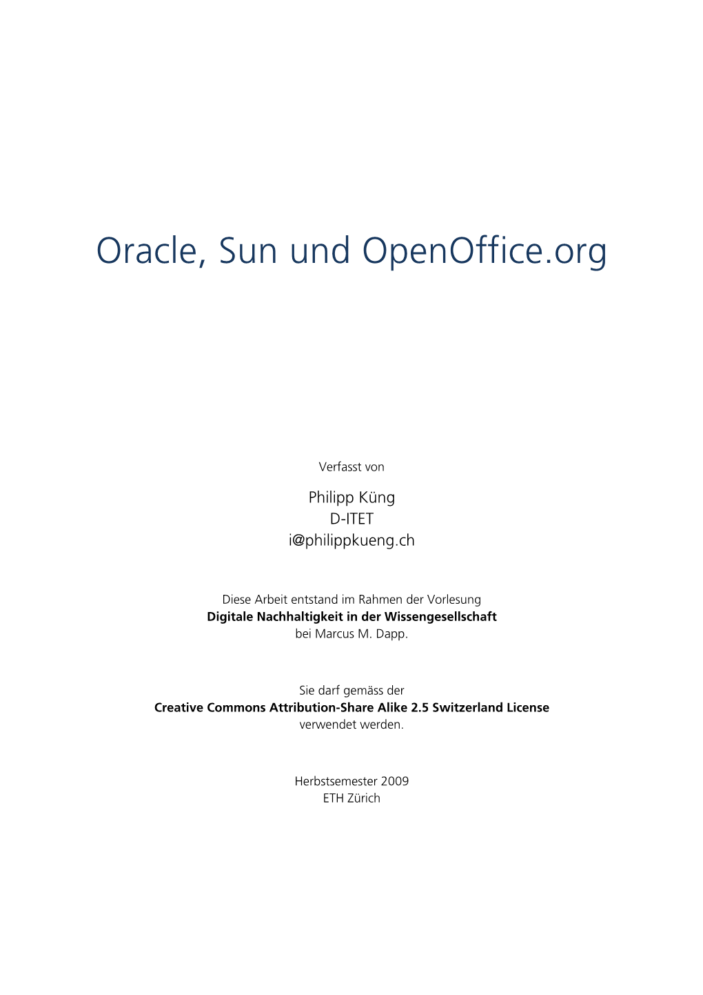 Oracle, Sun Und Openoffice.Org